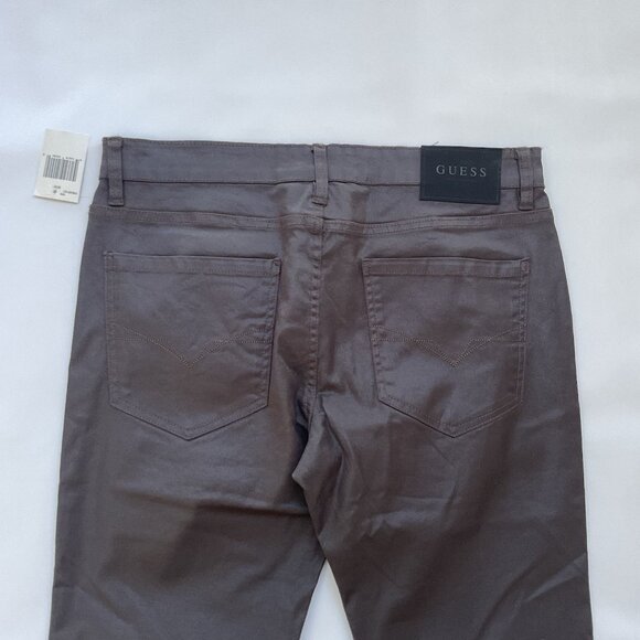 Guess Men's Brown Coated Slim Straight Jeans Size 36X32 - Picture 8 of 11